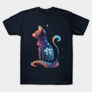 Artistic Watercolor Cat and Tree T-Shirt: A Captivating Blend of Nature and Feline Grace T-Shirt